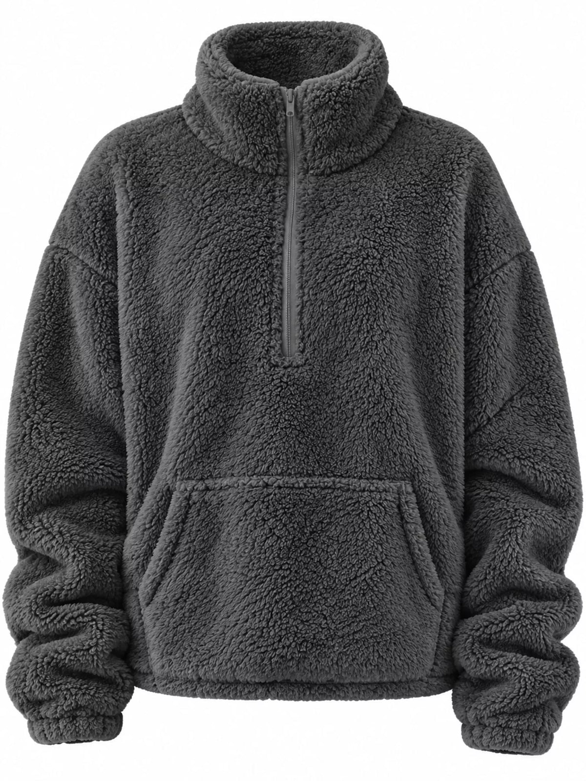 Full Size Sherpa Quarter-Zip Turtleneck Sweatshirt Plus Size