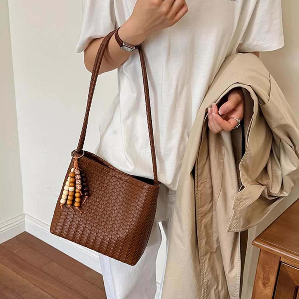 Woven Leather Shoulder Bag