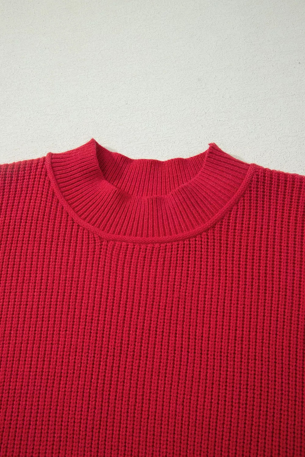 Long Sleeve Ribbed Knit Stand Neck Regular Fit Sweater