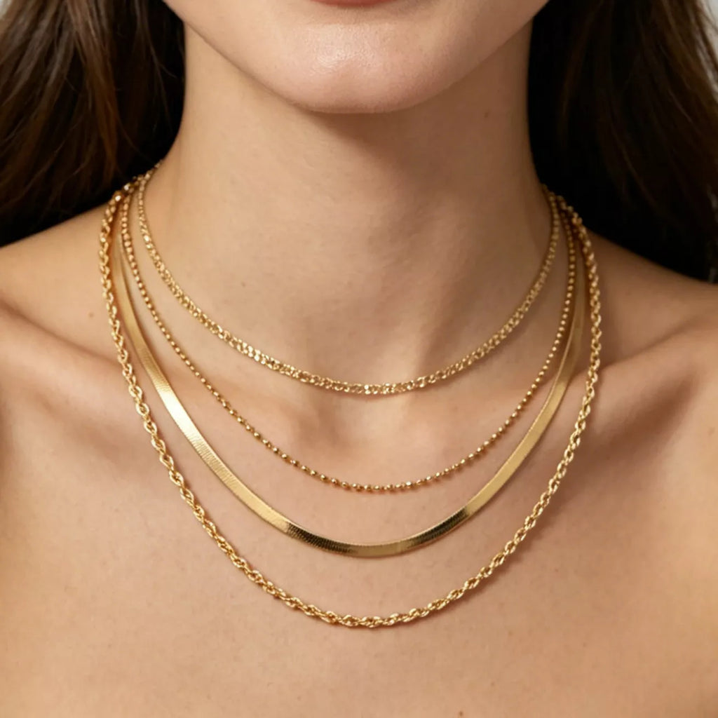 Layered 18K Gold-Plated Chain Necklace