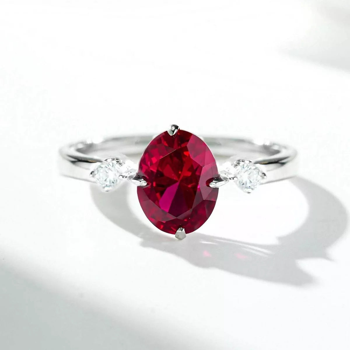 925 Sterling Silver Zircon Oval-Cut Ring