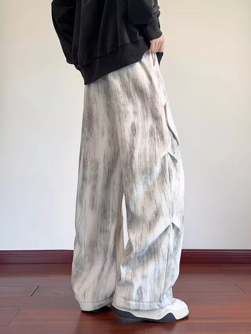 Men's Plus Size Vintage Wash Wide Leg Cargo Pants