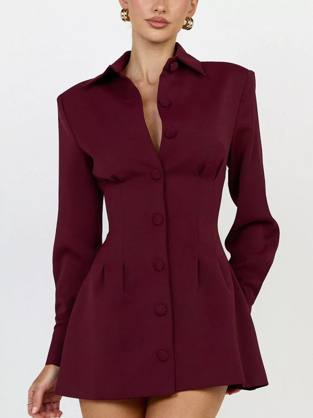 Corset-Style Button-Down Blazer Dress