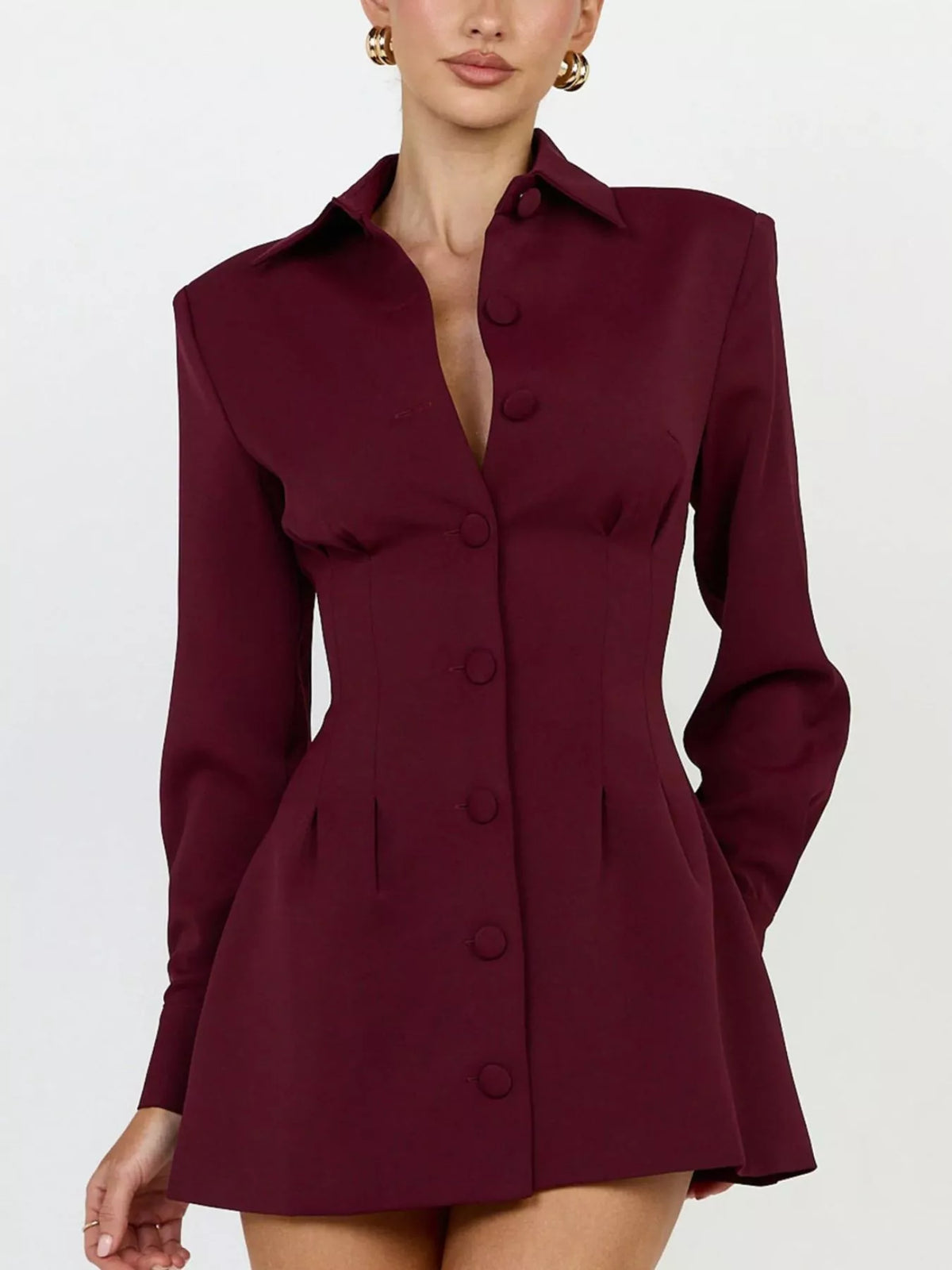 Corset-Style Button-Down Blazer Dress