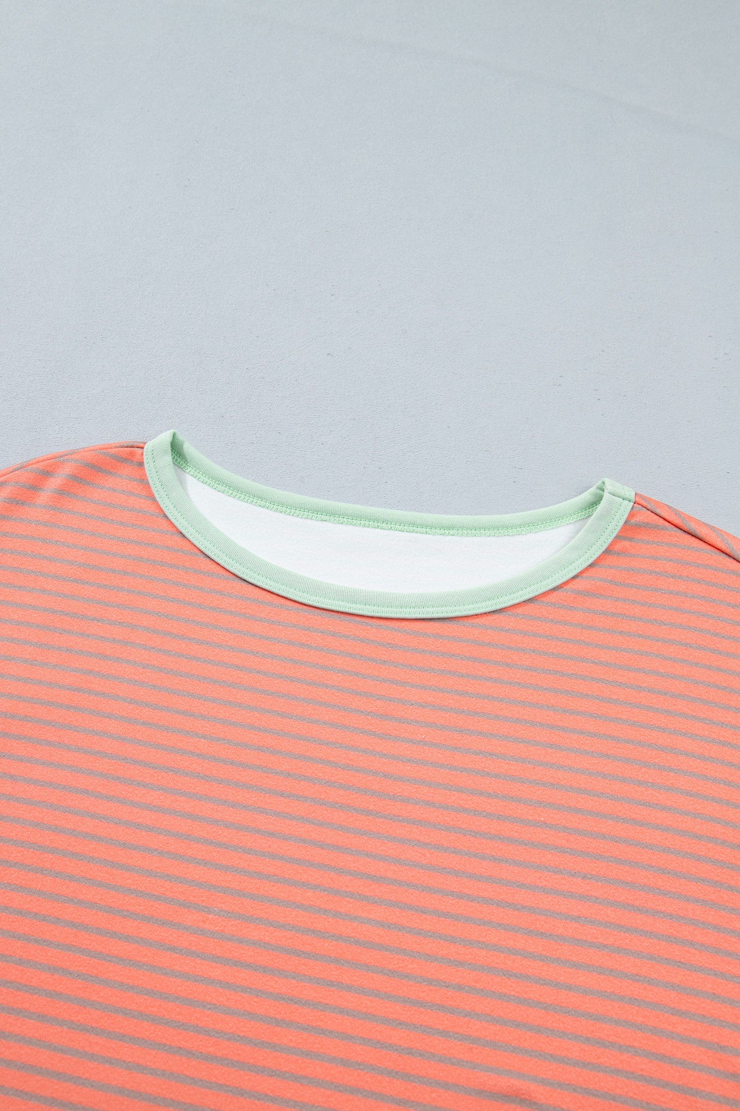 Orange Stripe Colorblock Detail Raw Seam Long Sleeve Top