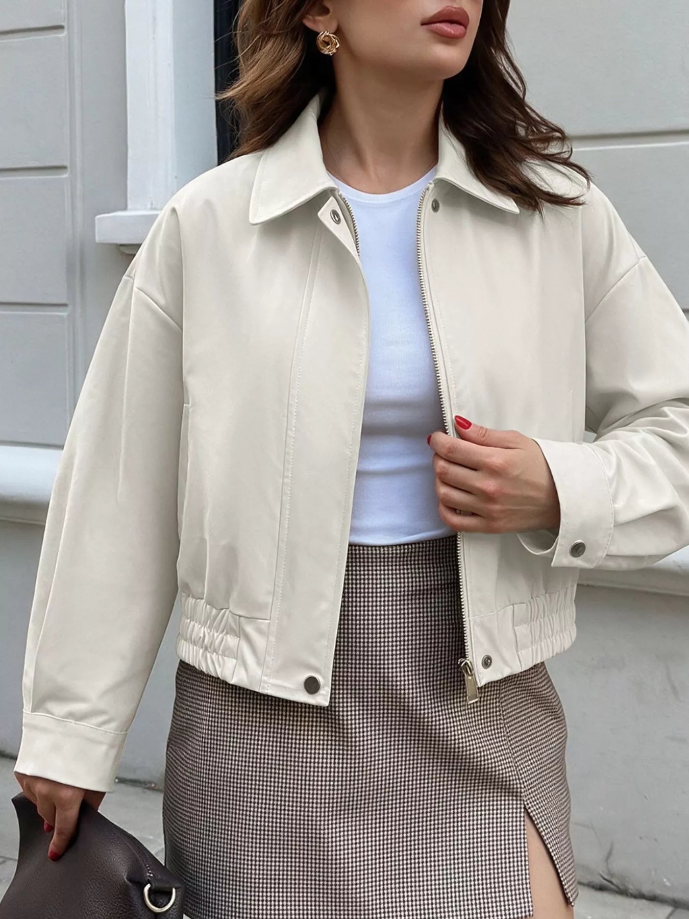 Cropped Faux Leather Jacket