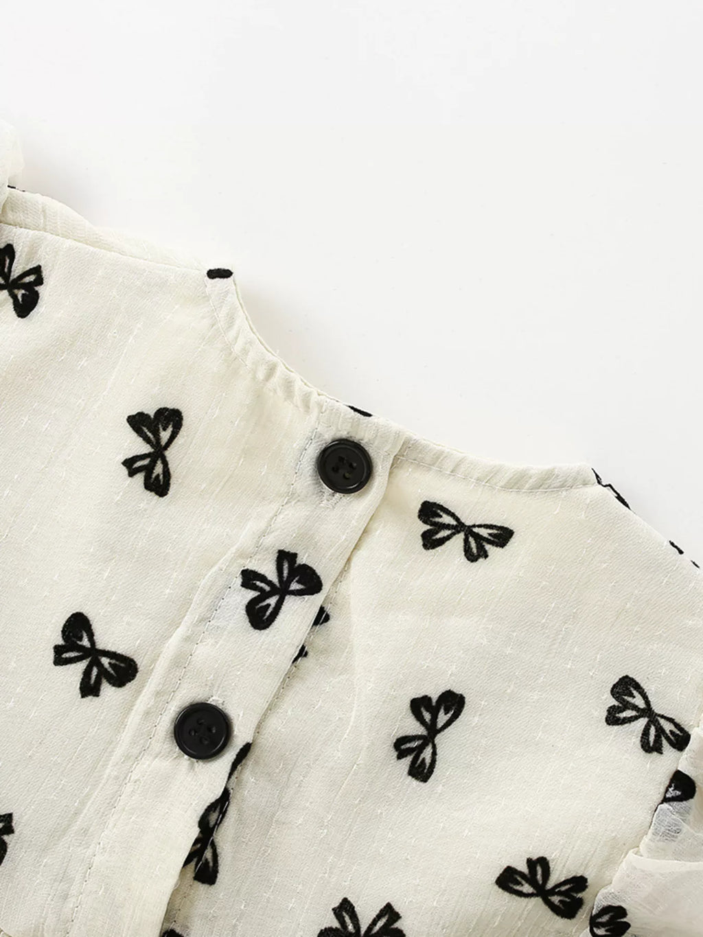 Children's Bow Print Flutter Sleeve Dress