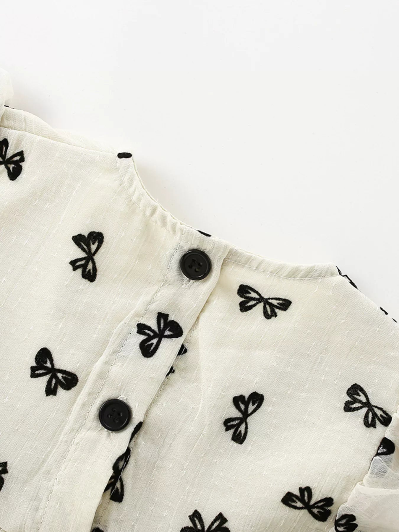 Children's Bow Print Flutter Sleeve Dress