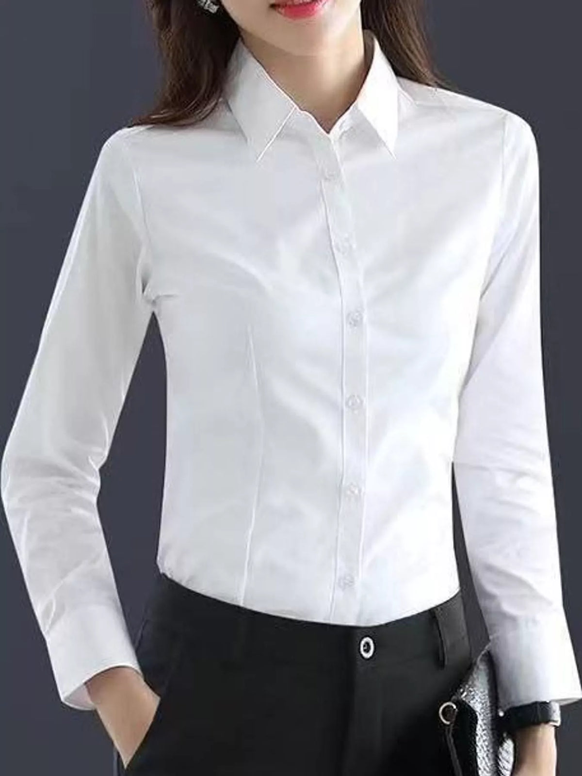 Full Size Classic Slim-Fit Button-Down Shirt Plus Size