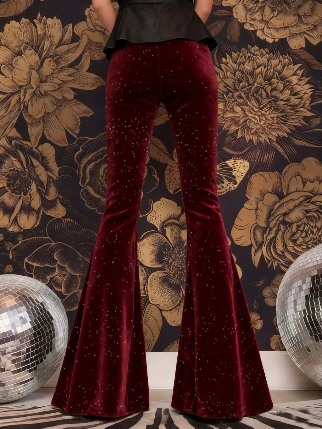 Velvet High Waist Flared Pants