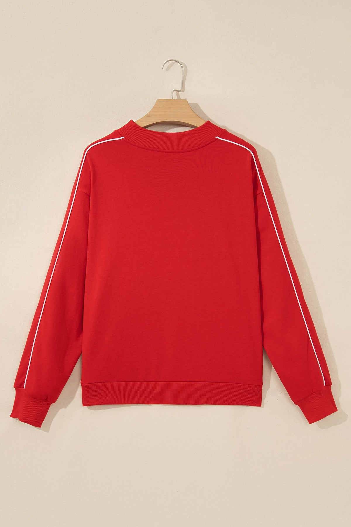 Contrast Piping Mock Neck Thumbhole Sleeve Sweatshirt