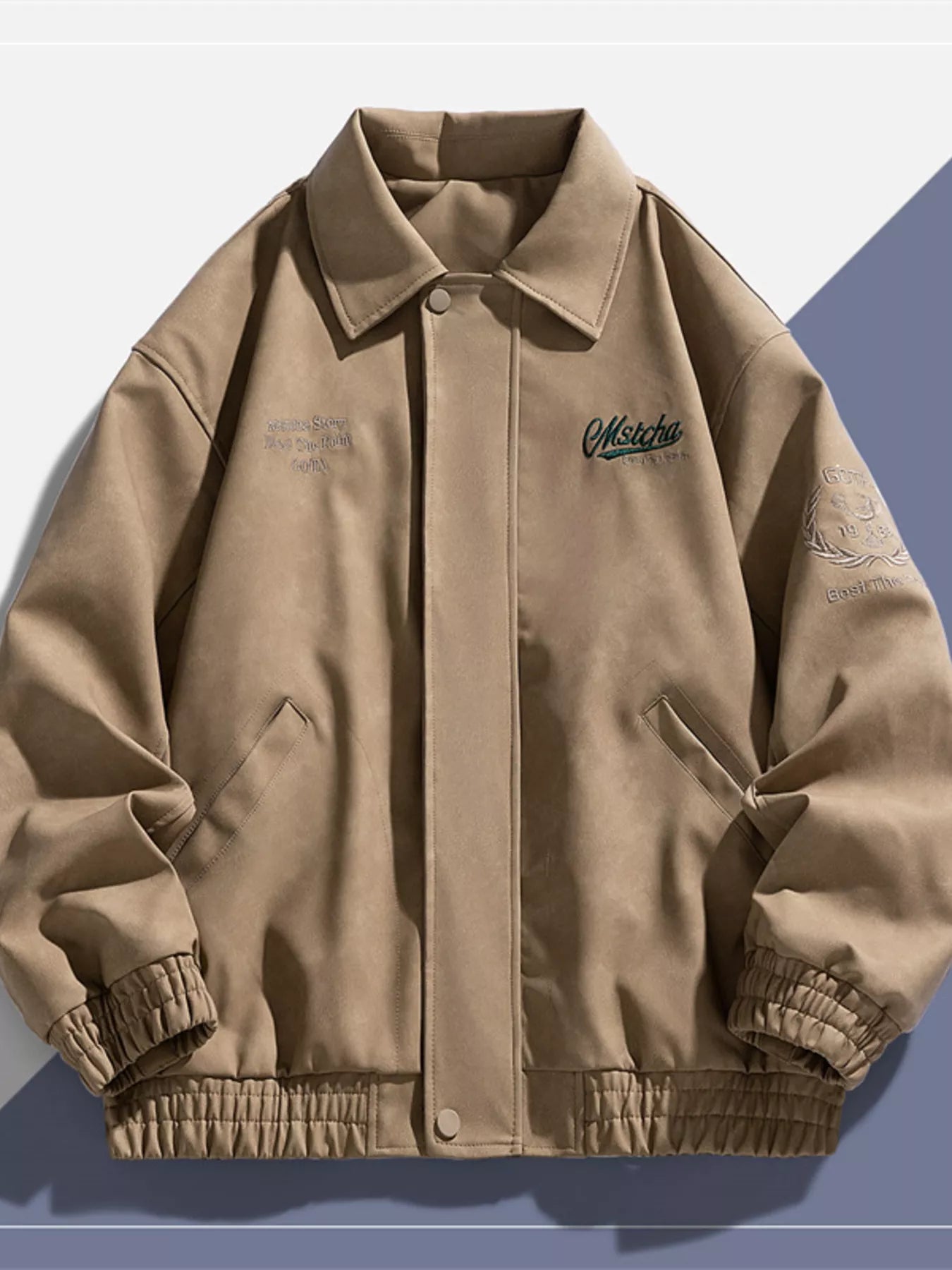 Men's Plus Size Embroidered Elastic Waist Casual Jacket