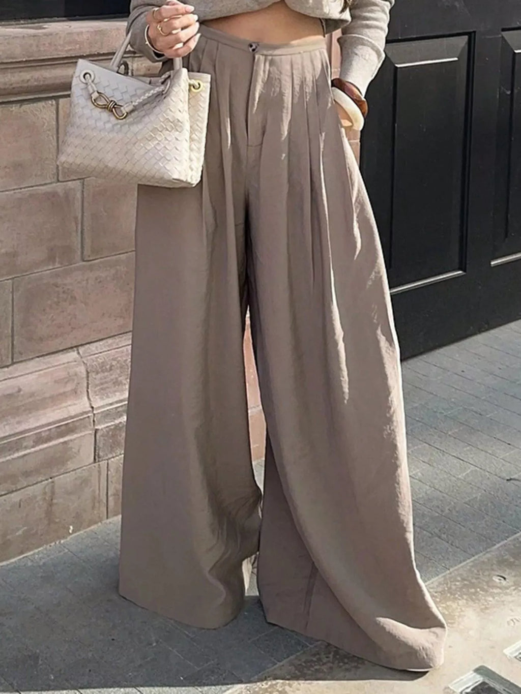 Wide-Leg Pleated Pants