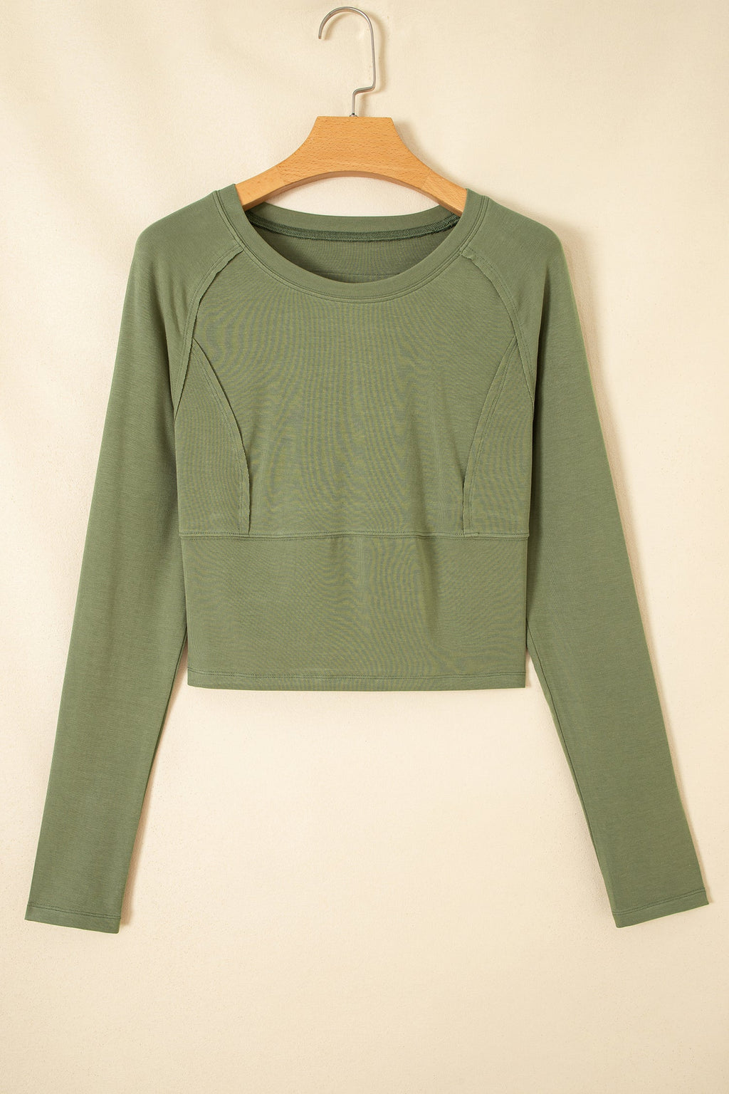 Solid Reverse Seam Paneling Long Sleeve Top
