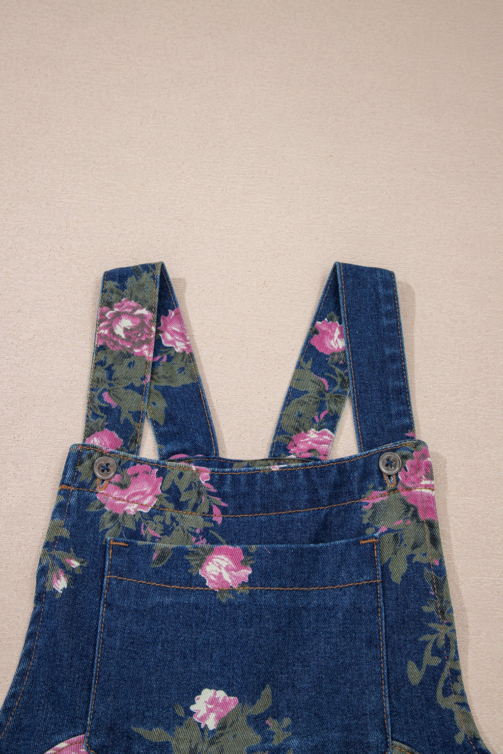 Blue Beau Floral Print Pleated High Waist Wide Leg Denim Jumpsuit