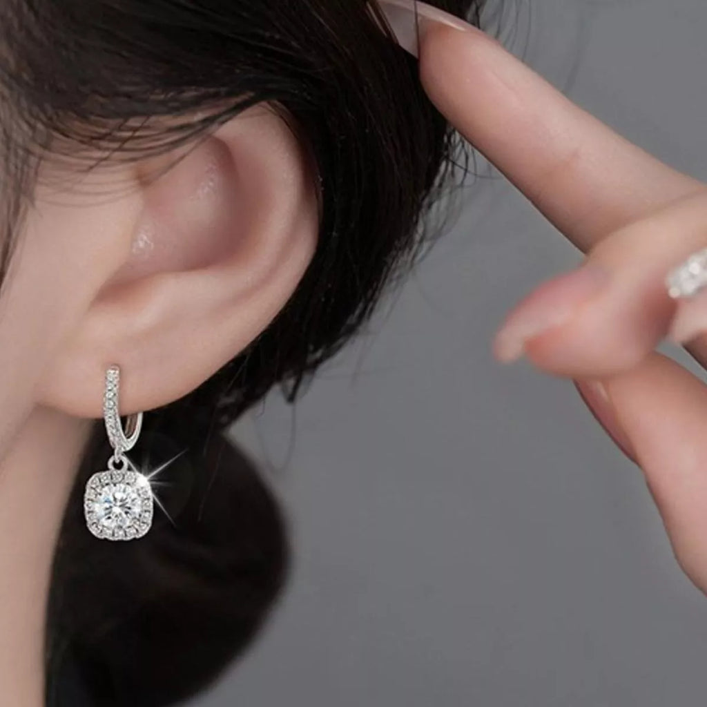 1 Carat Moissanite 925 Sterling Silver Drop Earrings