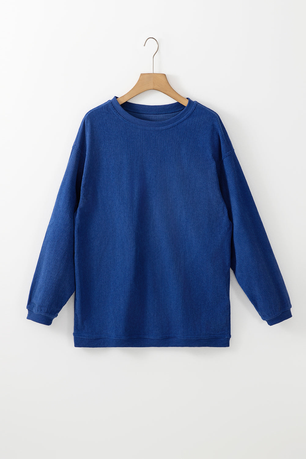 Solid Ribbed Corduroy Long Sleeve Oversized Sweatshirt