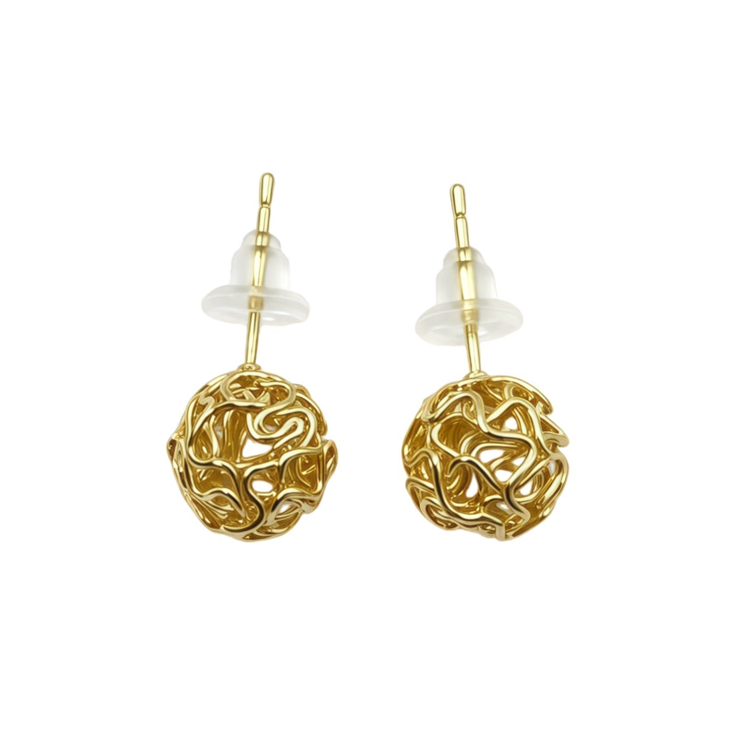 Womens Simple Gold Tone Love Knot Woven Ball Stud Earrings,Costume Earrings For Daily Party Gift Wear