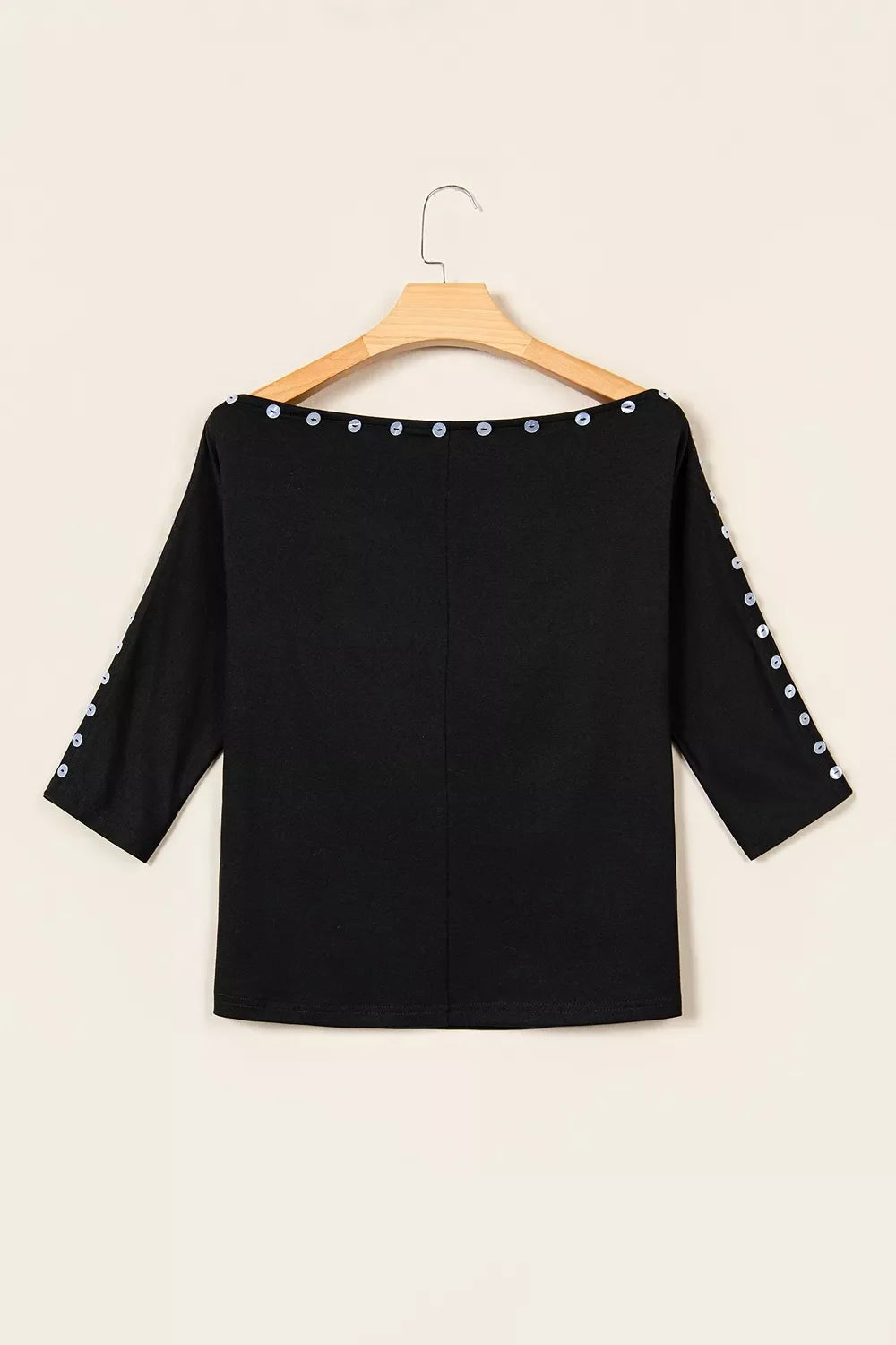 3/4 Sleeve Button Detail Off Shoulder Top