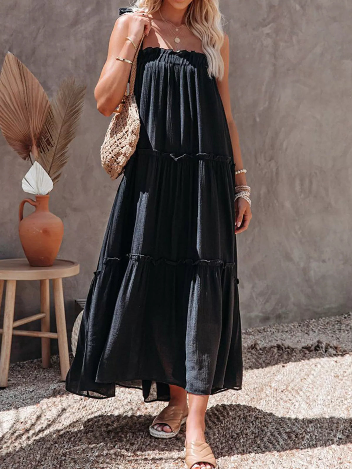Tiered Spaghetti Strap Maxi Dress