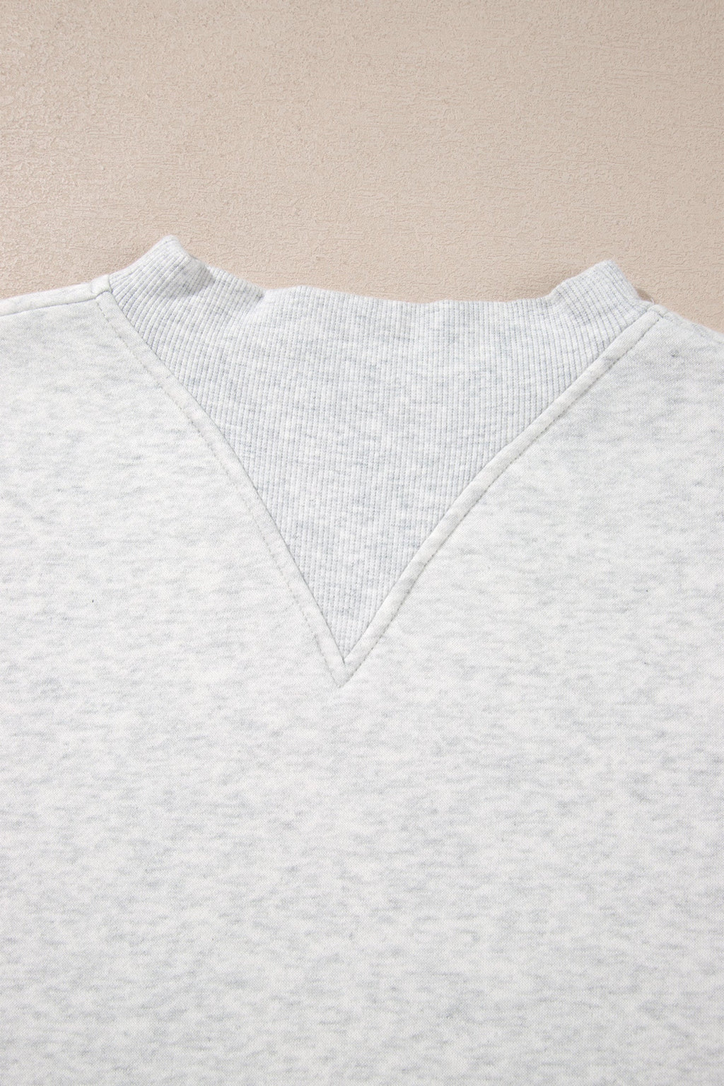 Solid Fleece Lined Mock Neck Ribbed Trim Sweatshirt