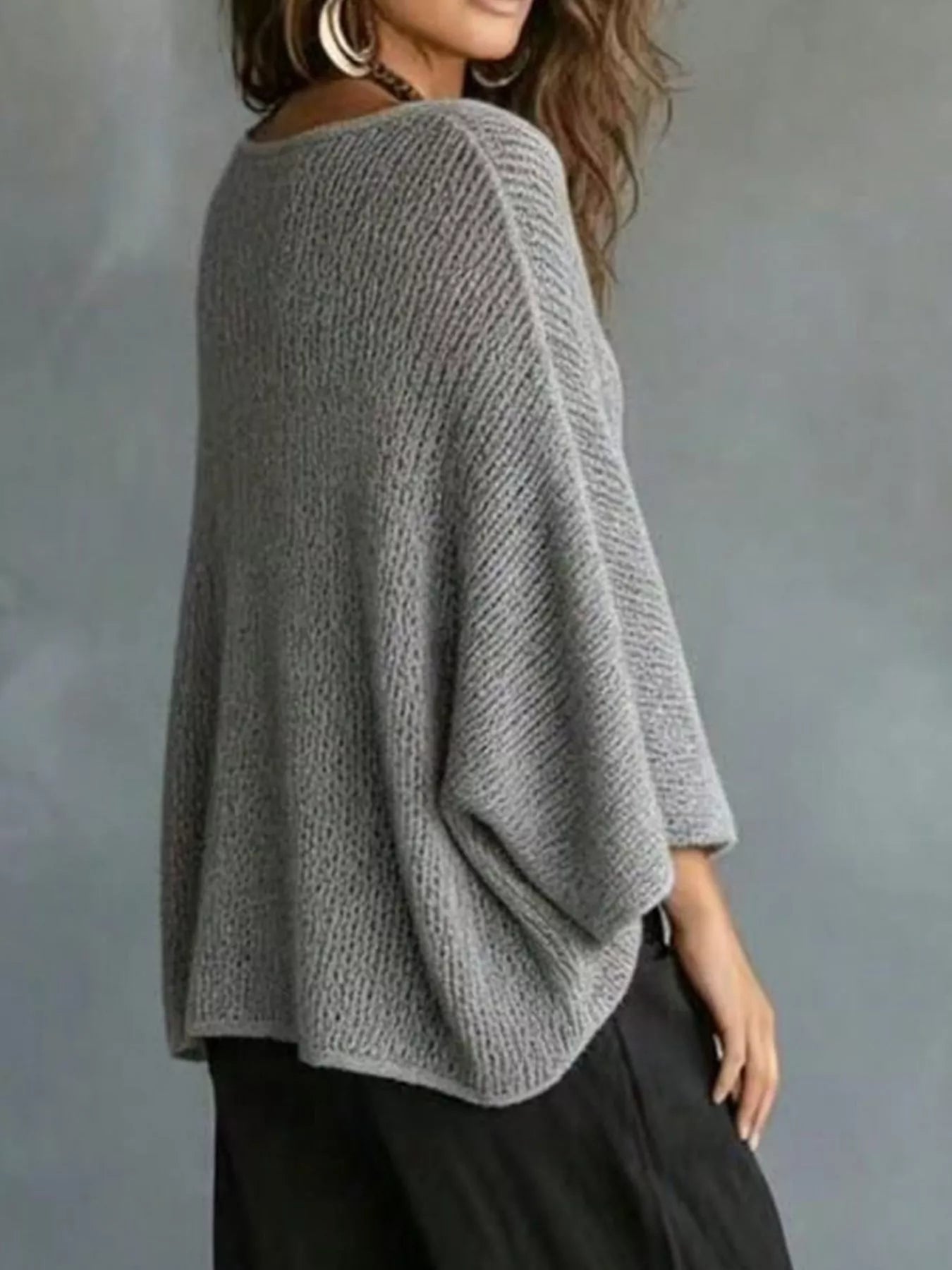 V-Neck Batwing Sleeve Sweater