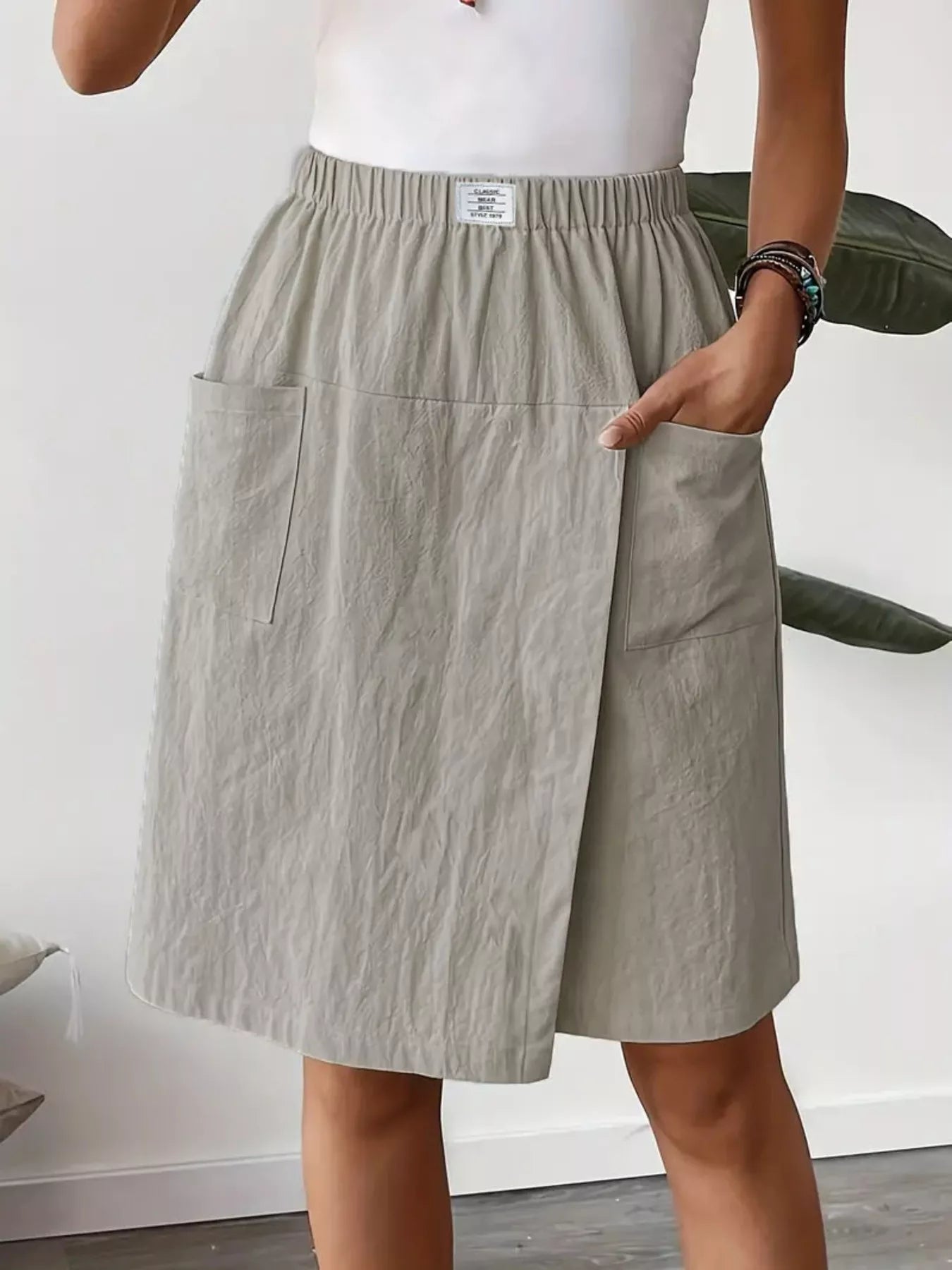 Elastic Waist Wrap Skort