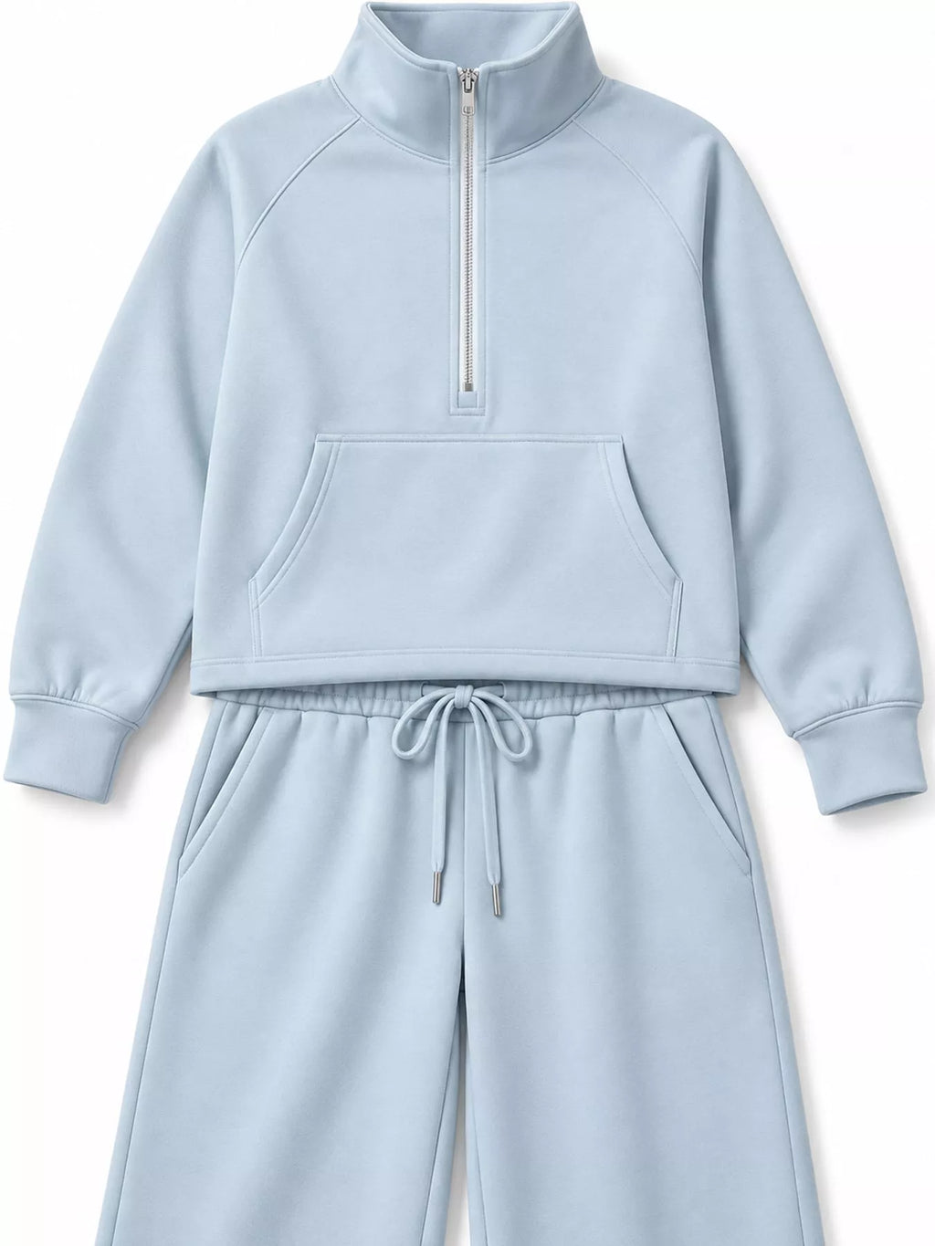 Half-Zip Sweatshirt and Wide-Leg Pants Set