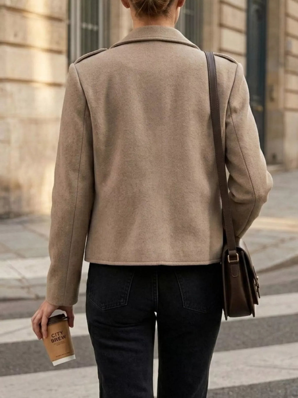 Lapel Collar Cropped Outerwear