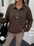 Polo Collar Dropped Shoulder Sweatshirt
