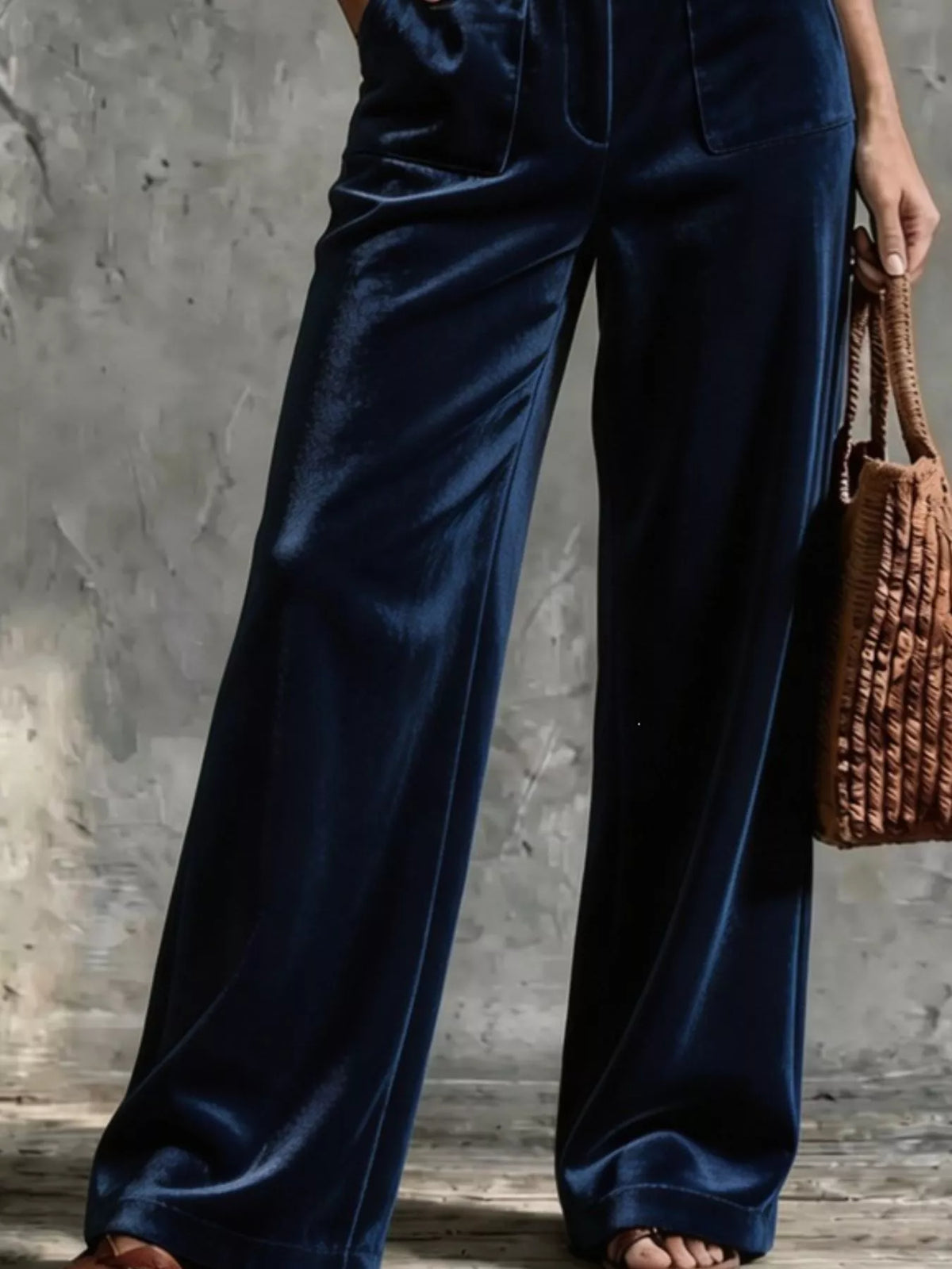 Full Size Velvet Wide-Leg Pants Plus Size