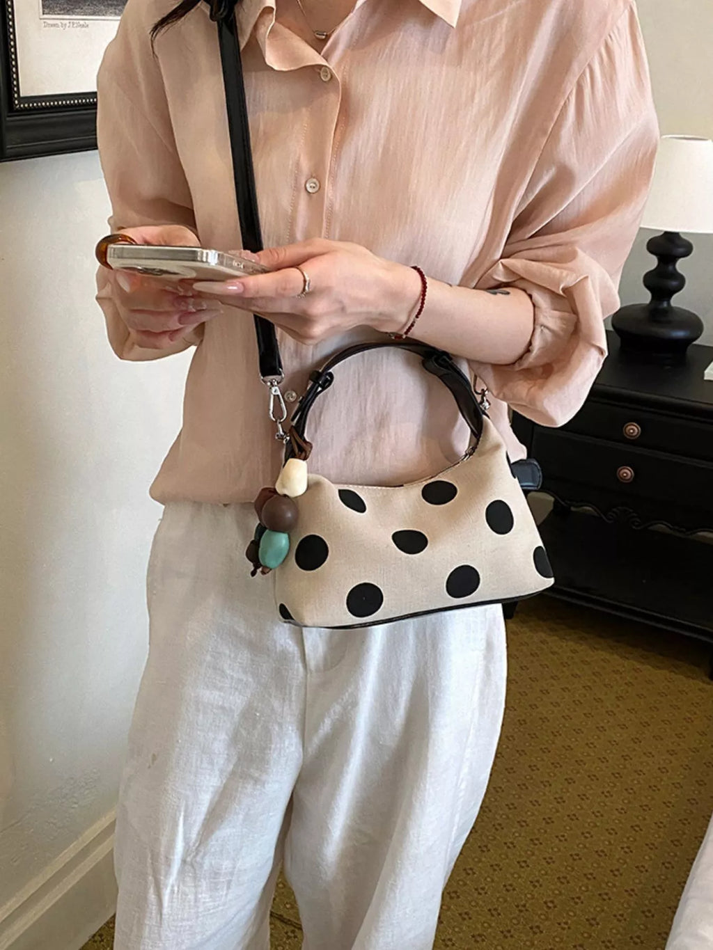 Polka Dot PU Leather Handbag