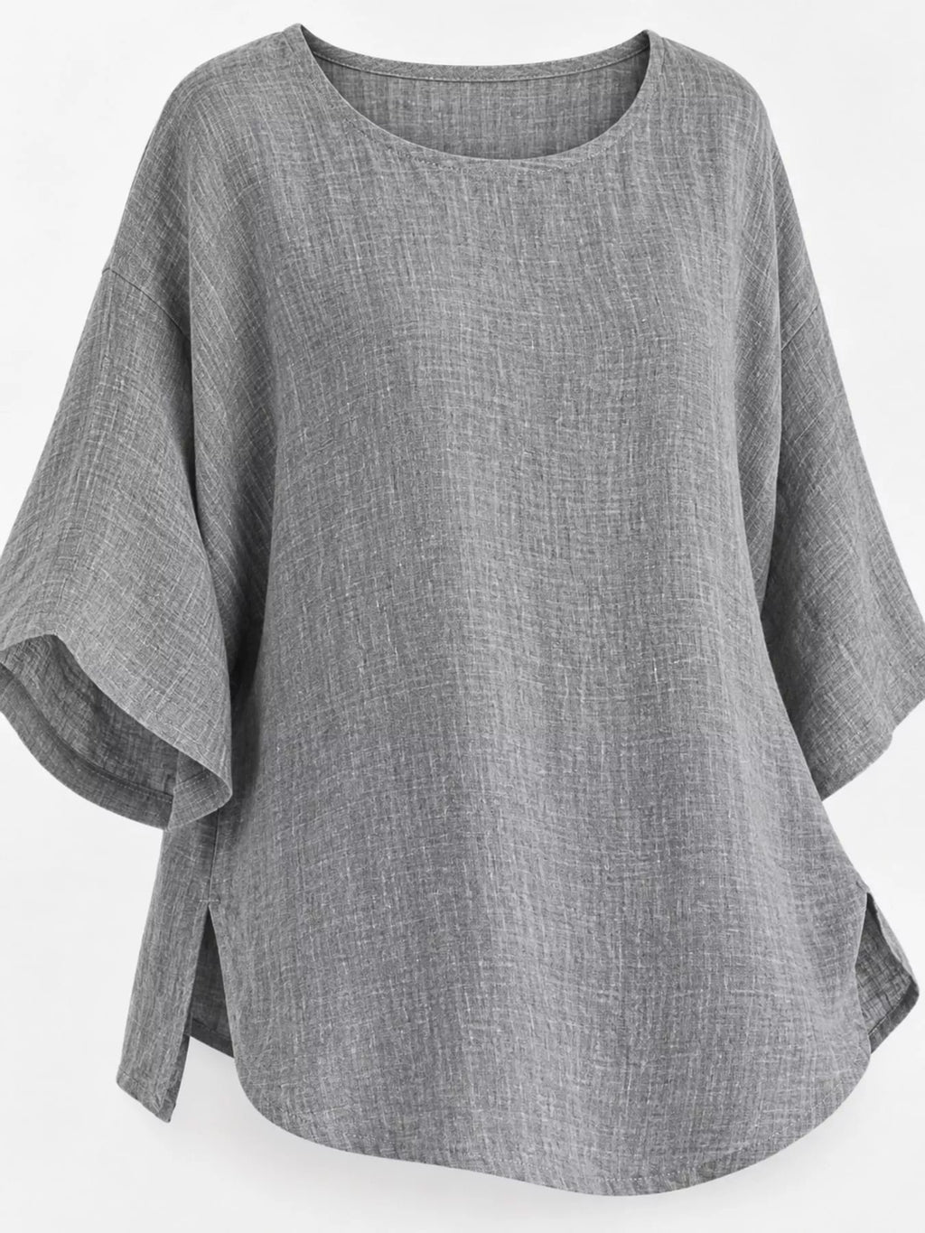 Full Size Loose Fit Linen Blend Blouse Plus Size