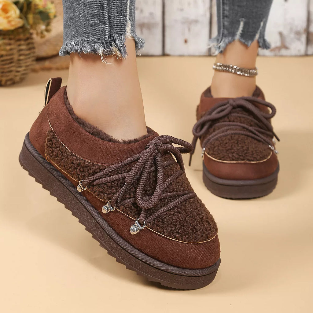 Lace Up Round Toe Platform Ankle Boots