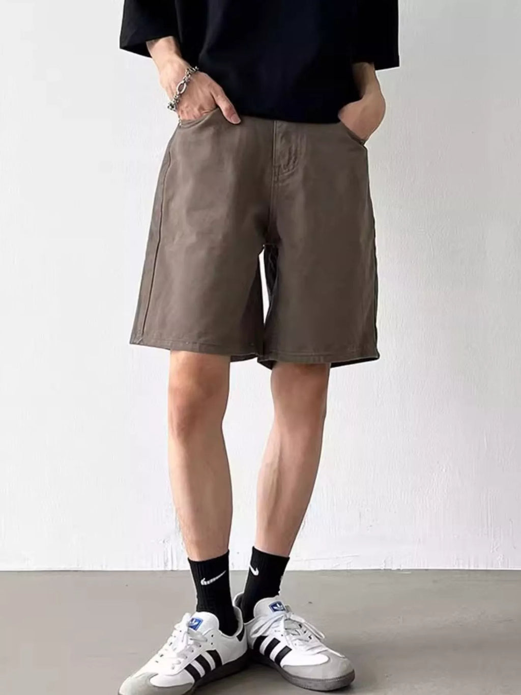 Men's Full Size Back Elastic Waistband Shorts Plus Size