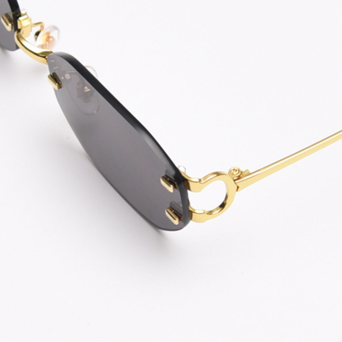 Rimless Oval Sunglasses with Gold Frame
