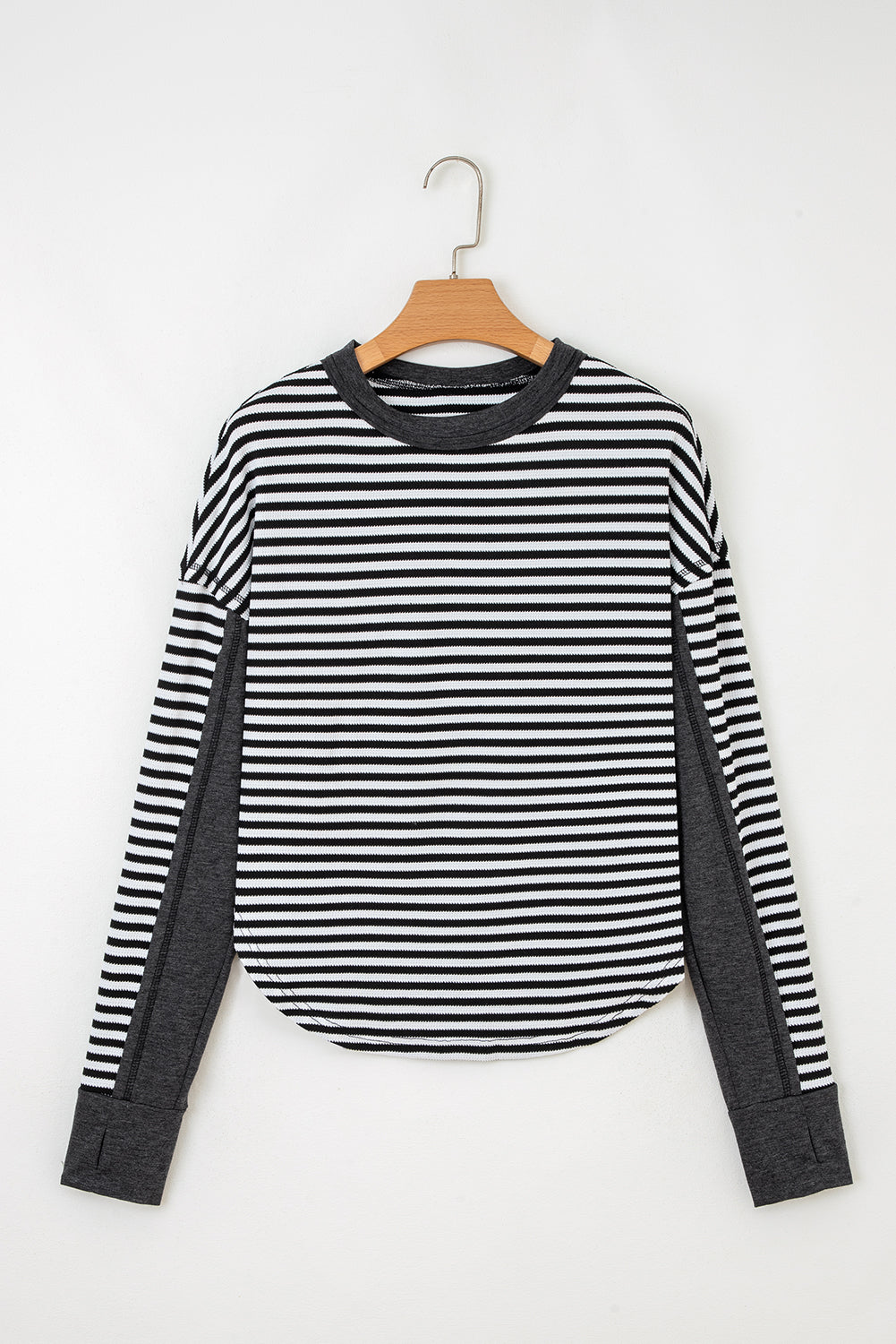 Stripe Thermal Knit Drop Shoulder Top