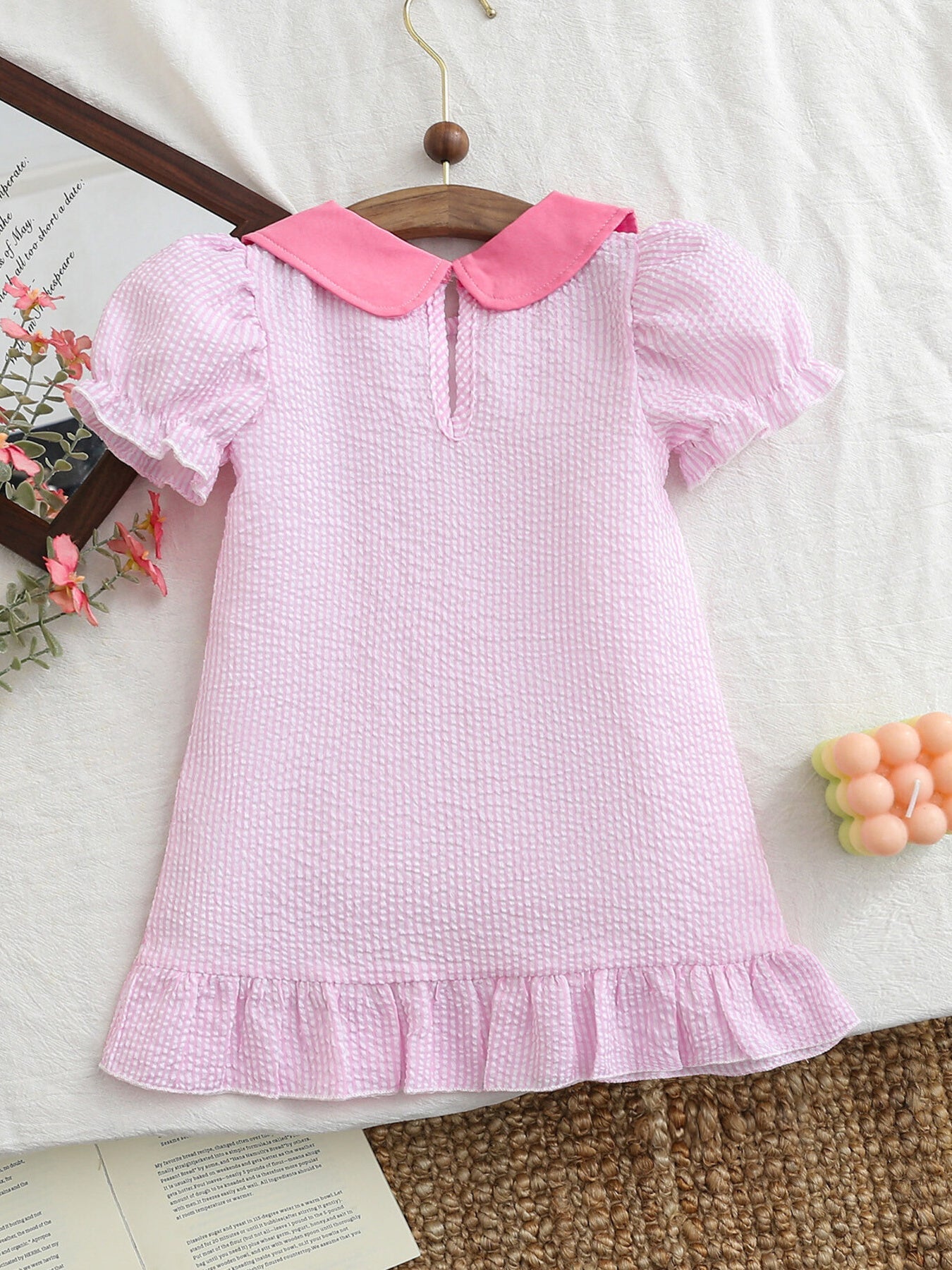 Children's Embroidered Golf Theme Ruffle Hem Dress