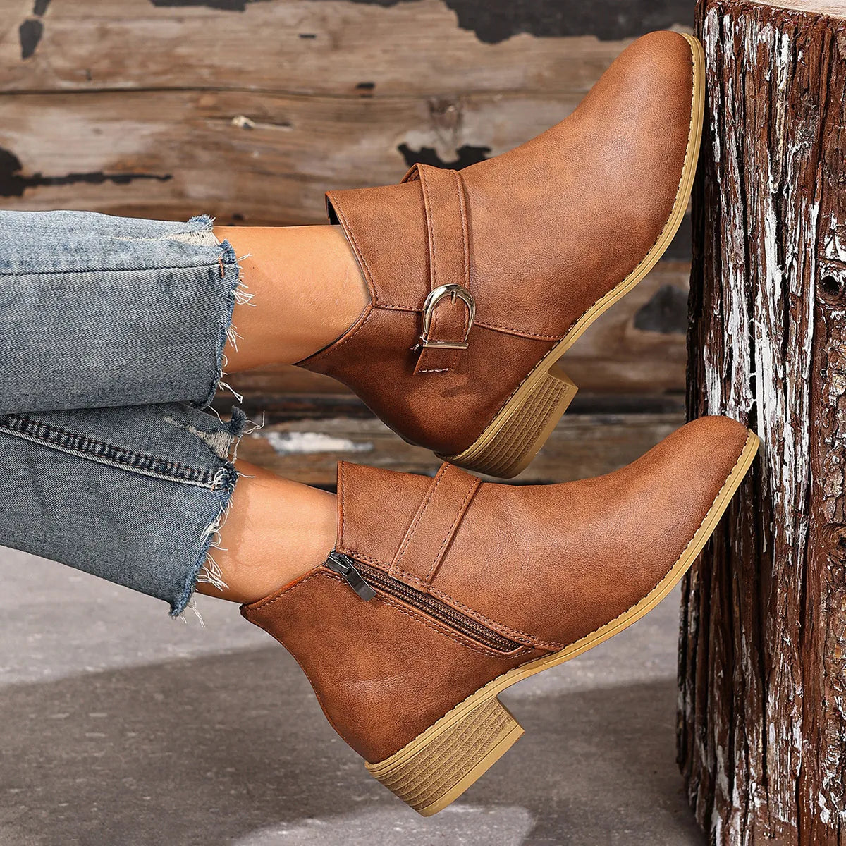 Point Toe Block Heels Boots