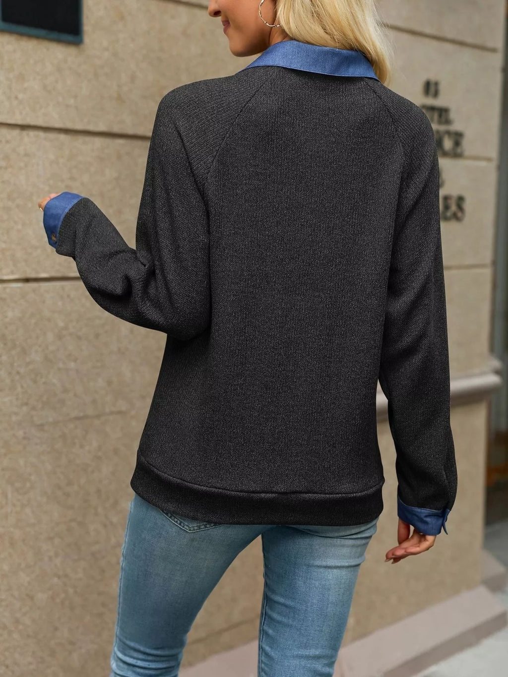 Button Detail Raglan Sleeve Top
