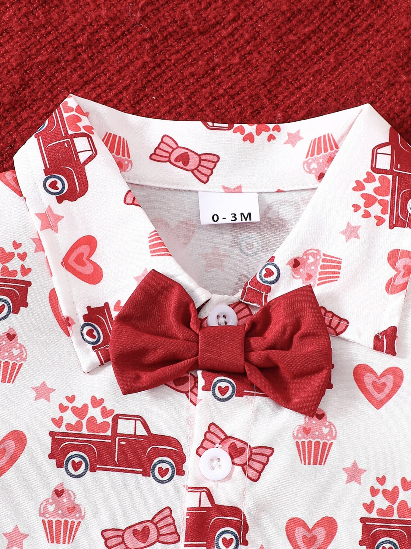 Children's Bowknot Decor Bodysuit and  Suspender Shorts Set