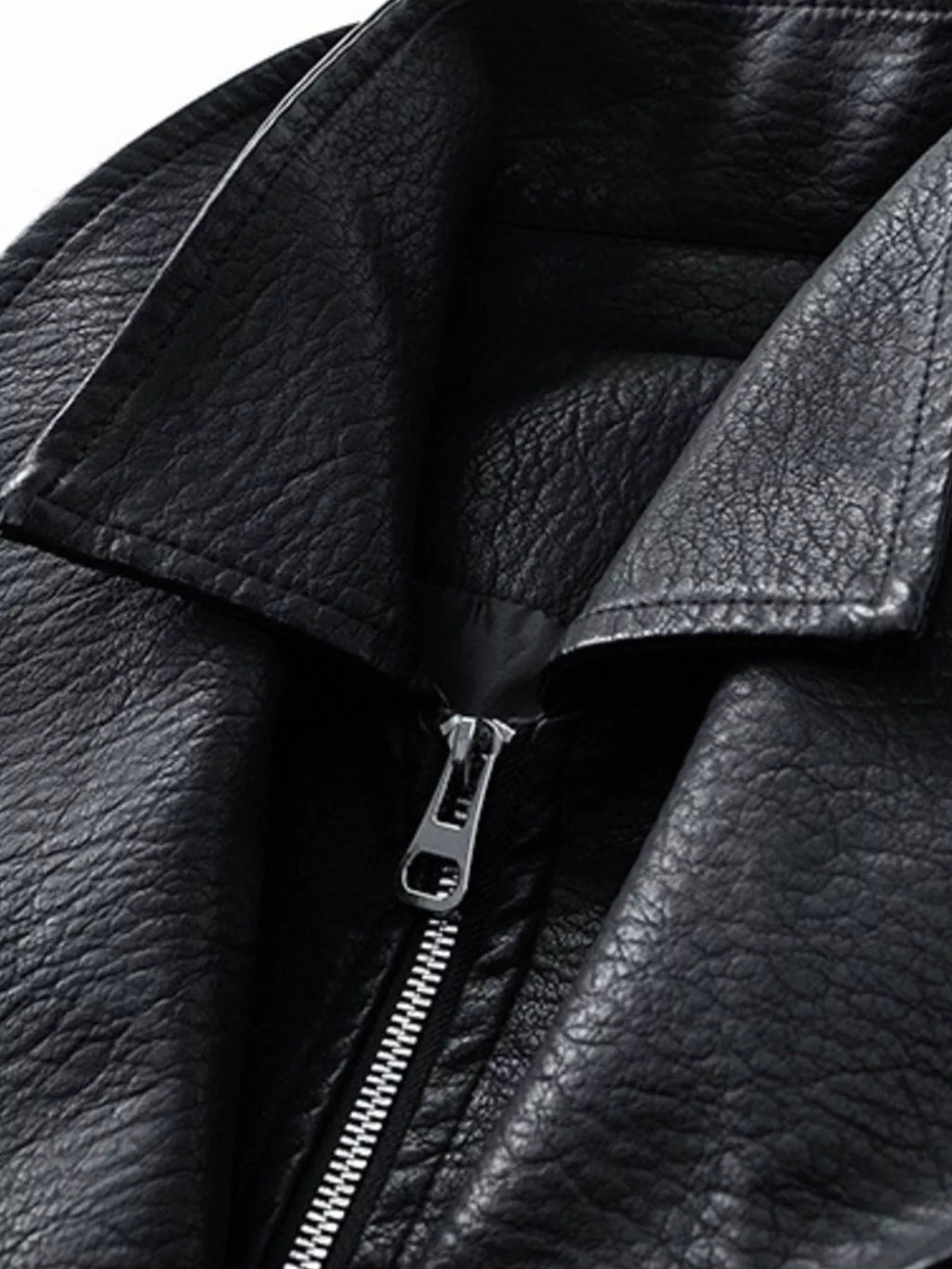 Men's Plus Size Faux Leather Bomber Jacket