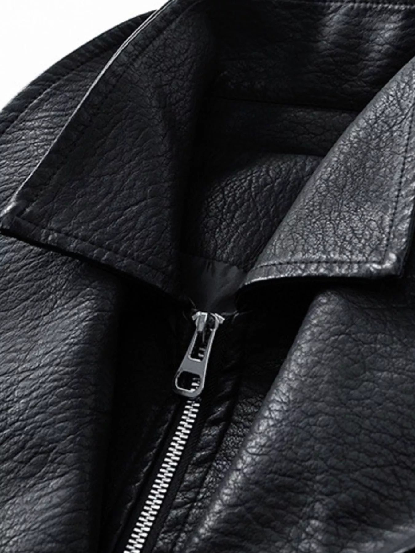 Men's Plus Size Faux Leather Bomber Jacket