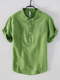 Men's Plus Size Button Detail Short Sleeve Blouse
