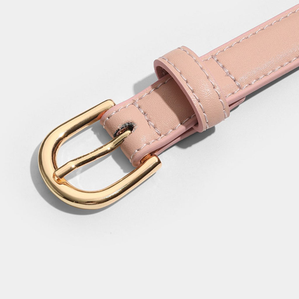 Leather Belt with Golden Buckle