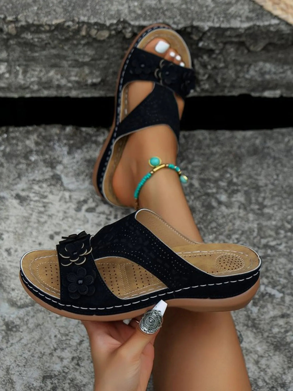 Cutout Flower Open Toe Sandals