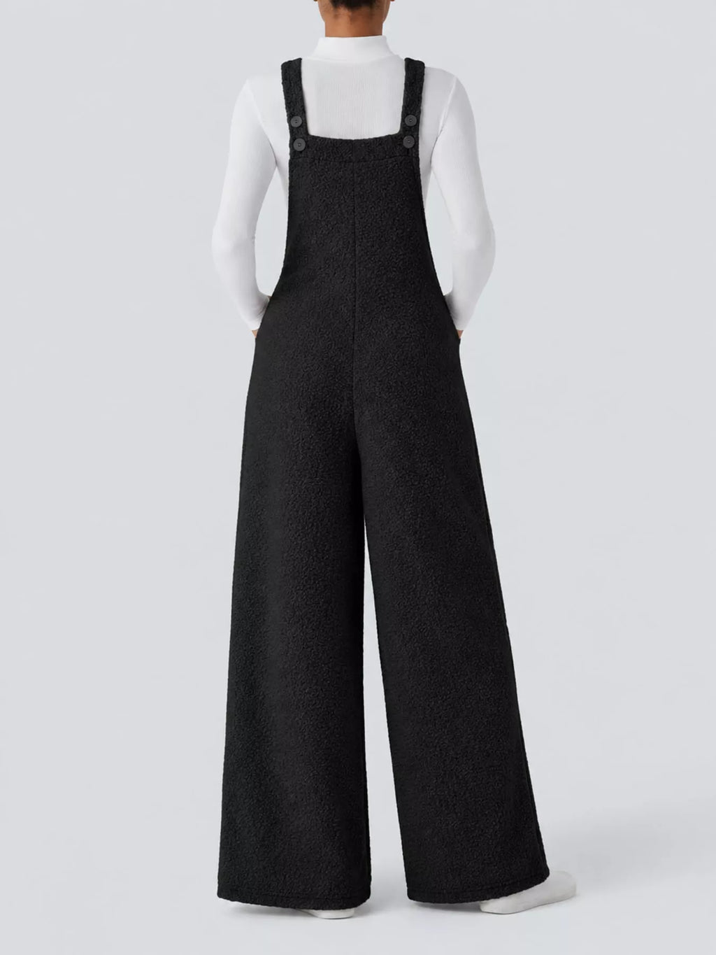 Mock Neck Top and Fleece Overalls Set