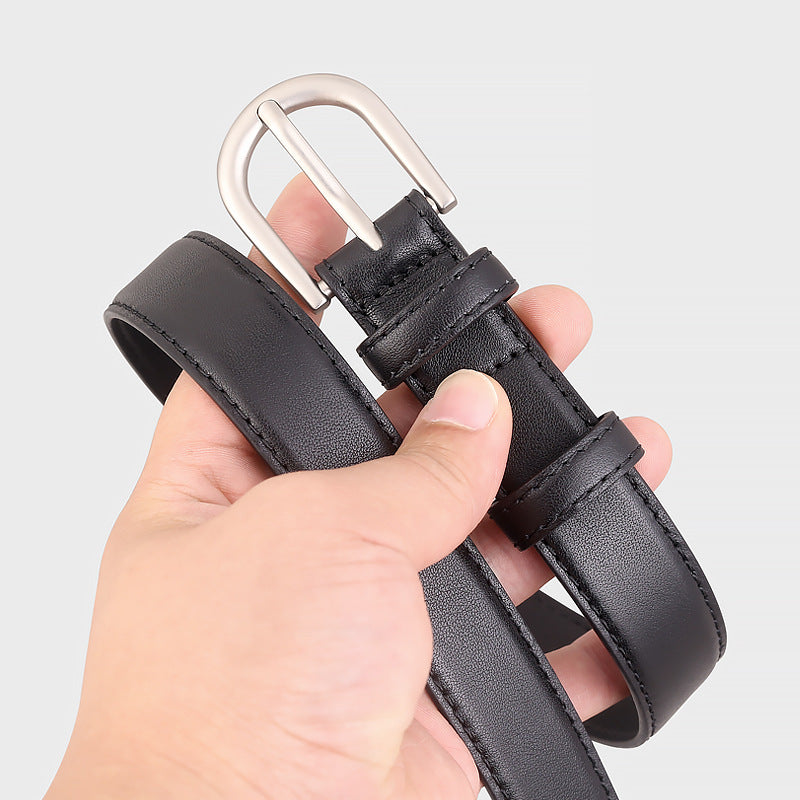 Leather Belt with Silver Buckle