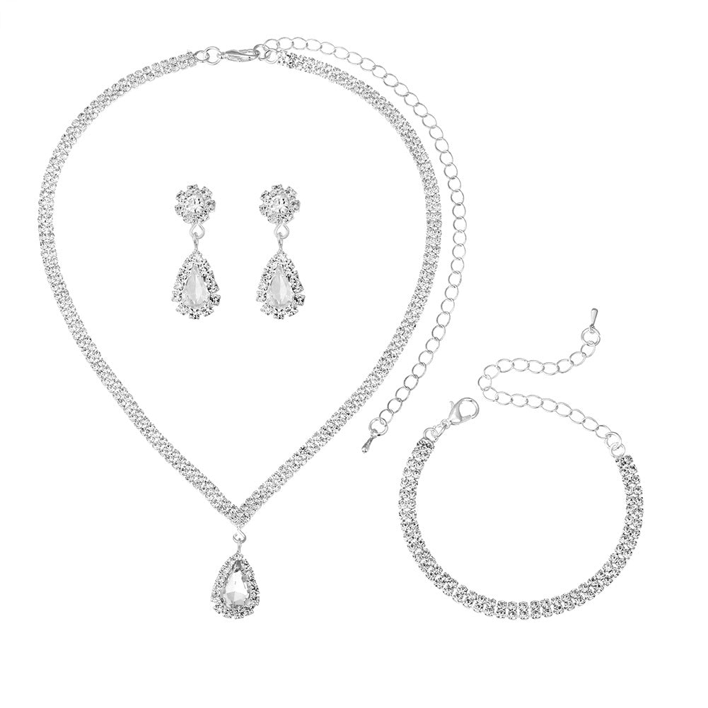 Autumn 2026 New Cross Border Fashion Wedding Wedding Photography Accessories Earrings Necklace Bracelet Suit Combination Three Pieces