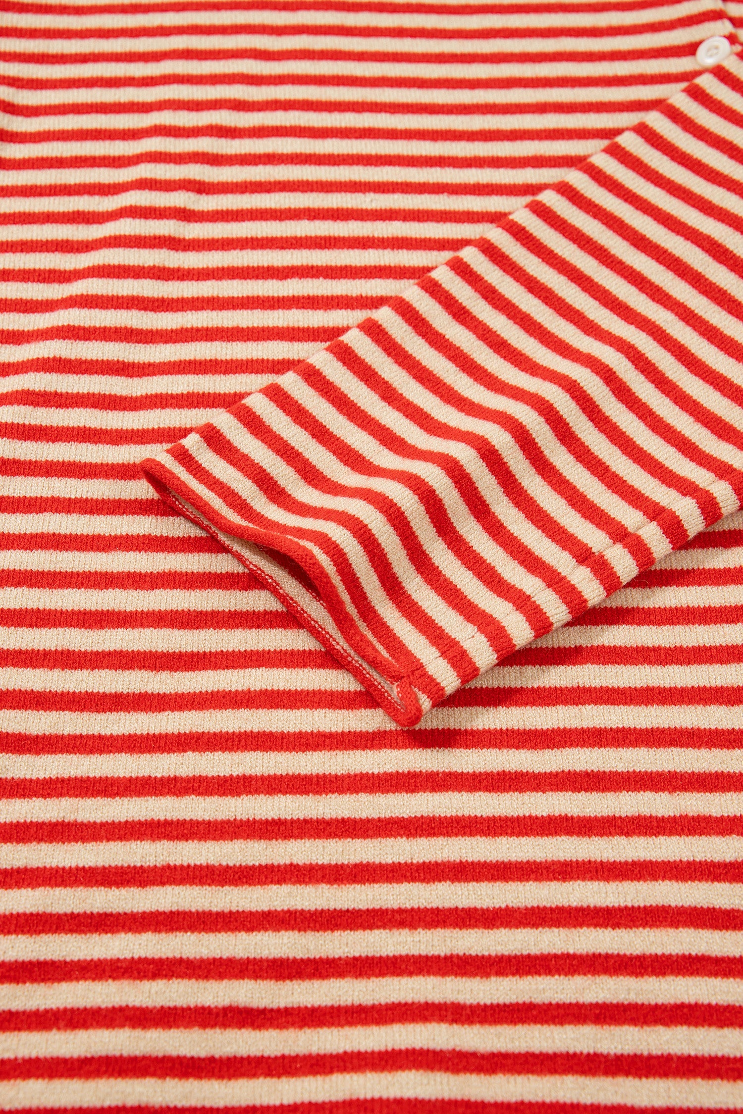 Red Stripe Striped Button Collar Long Sleeve Knit Cardigan